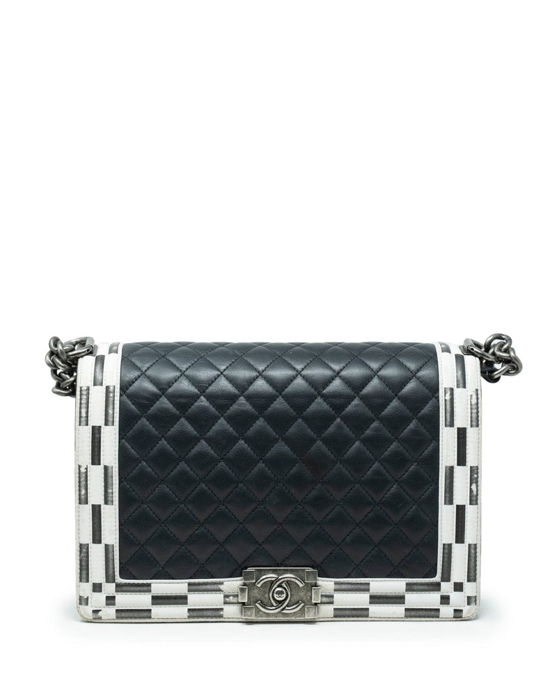 Chanel Chanel Black Monochrome Lambskin Leather Medium Boy Bag  - AGL1880