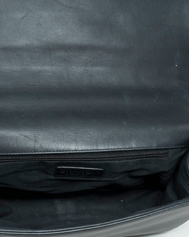 Chanel Chanel Black Monochrome Lambskin Leather Medium Boy Bag  - AGL1880