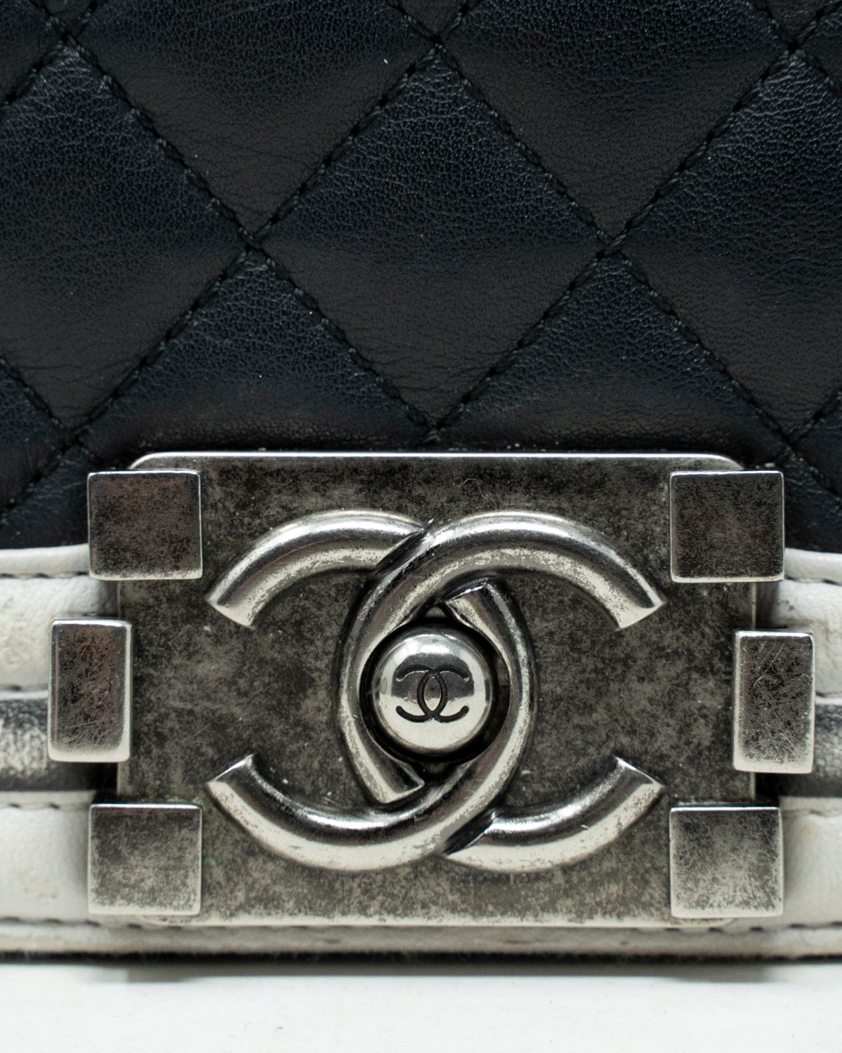 Chanel Chanel Black Monochrome Lambskin Leather Medium Boy Bag  - AGL1880