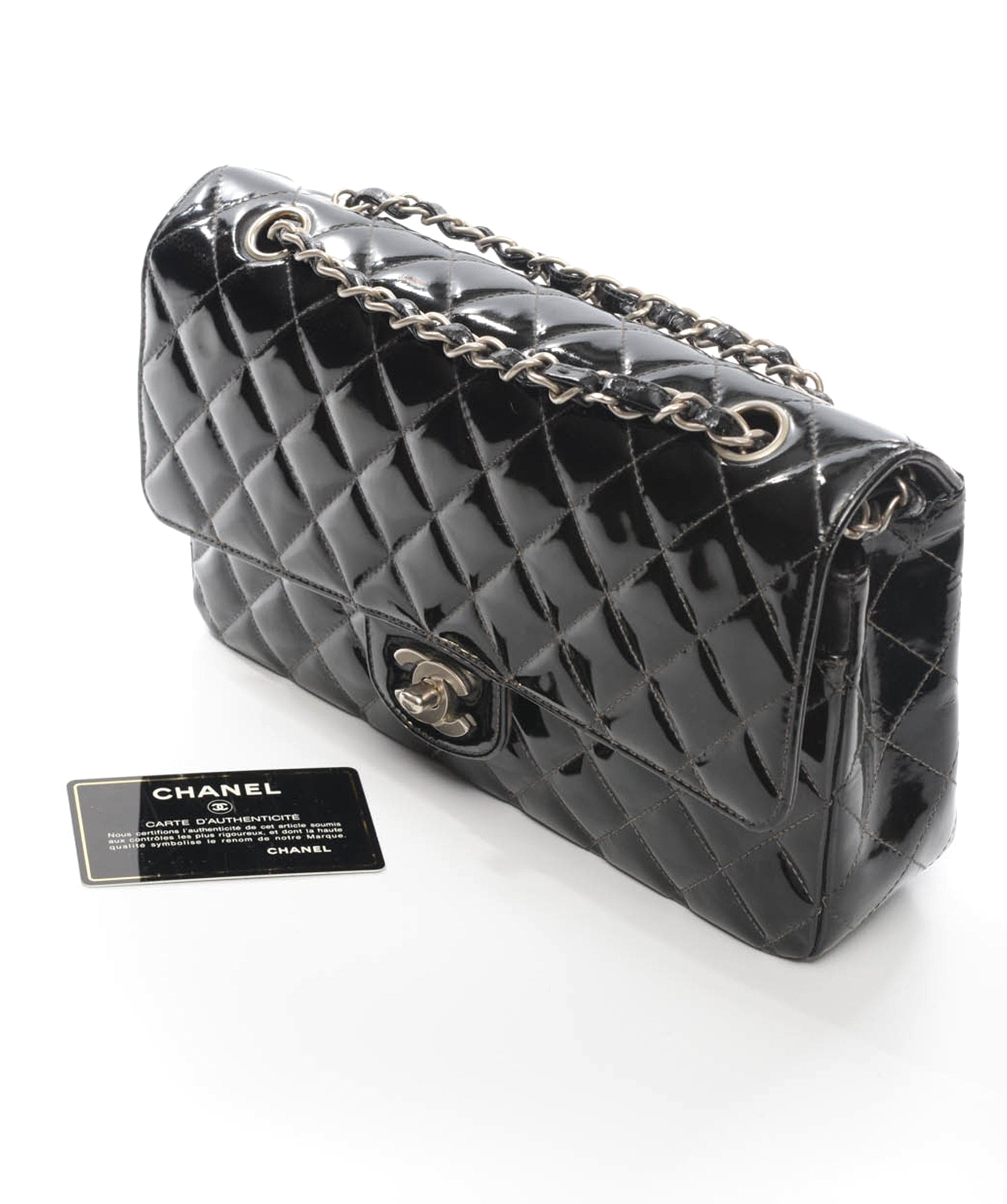 Chanel Chanel Black Patent Medium Classic Double Flap Bag SHW ASL4393