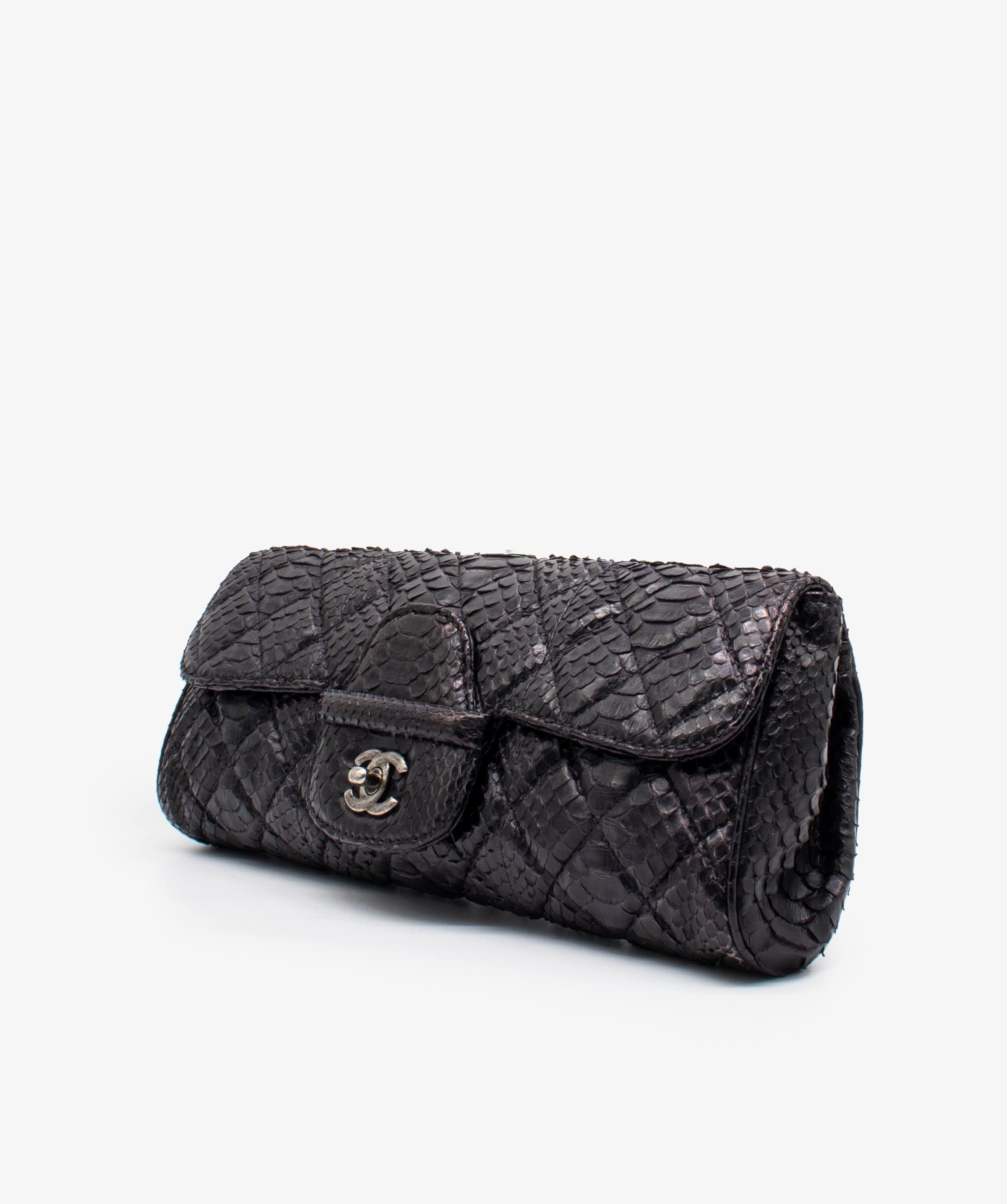 Chanel Chanel Black Python Clutch