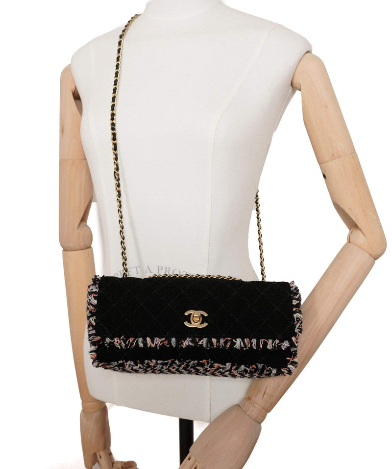 Chanel Black Tweed East West Shoulder Flap - AWL1459 – LuxuryPromise