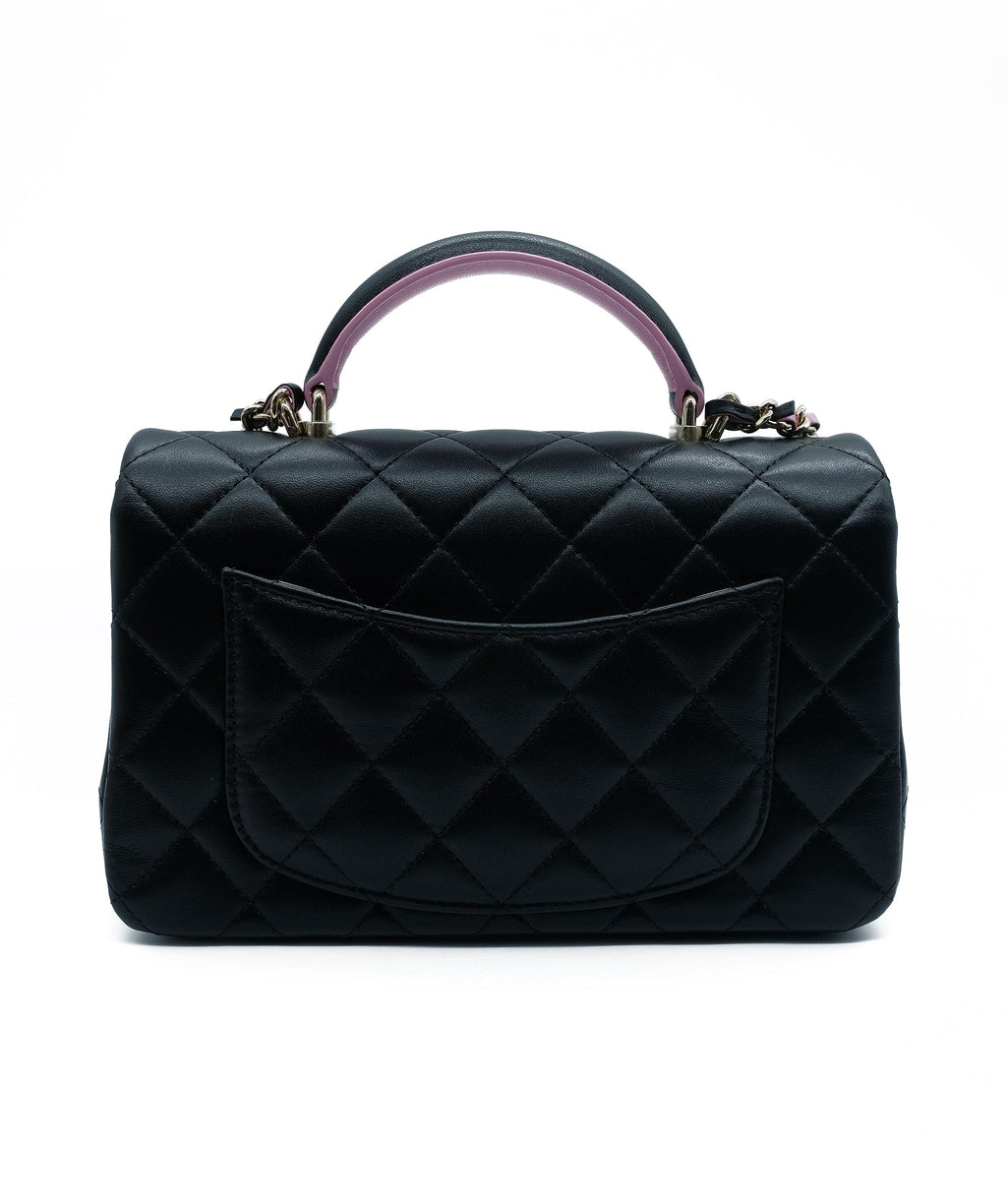 Chanel Black Two Tone Limited Edition Mini Top Handle Flap Bag