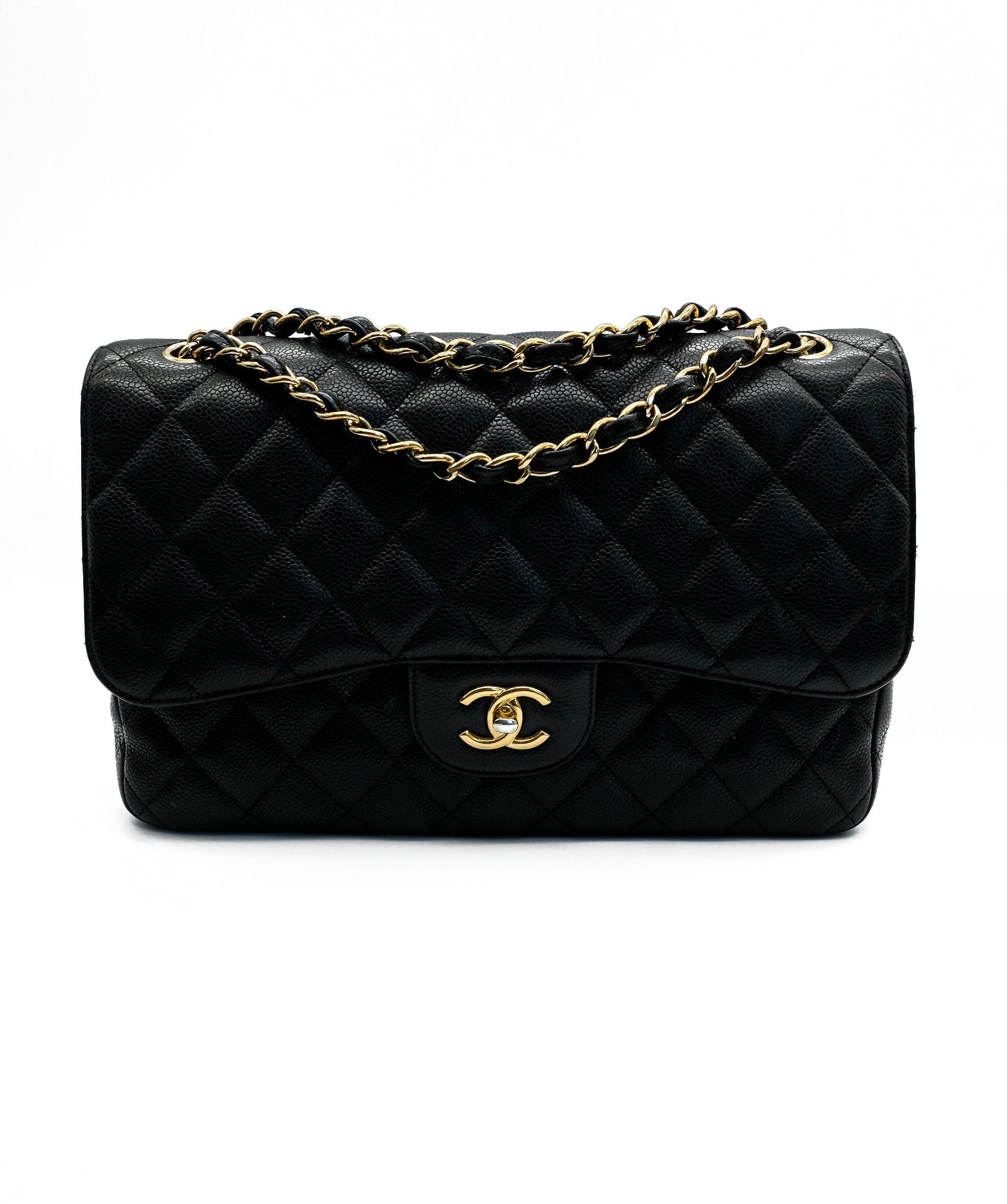 Chanel Chanel Black with Gold Jumbo Classic Flap RJC1607