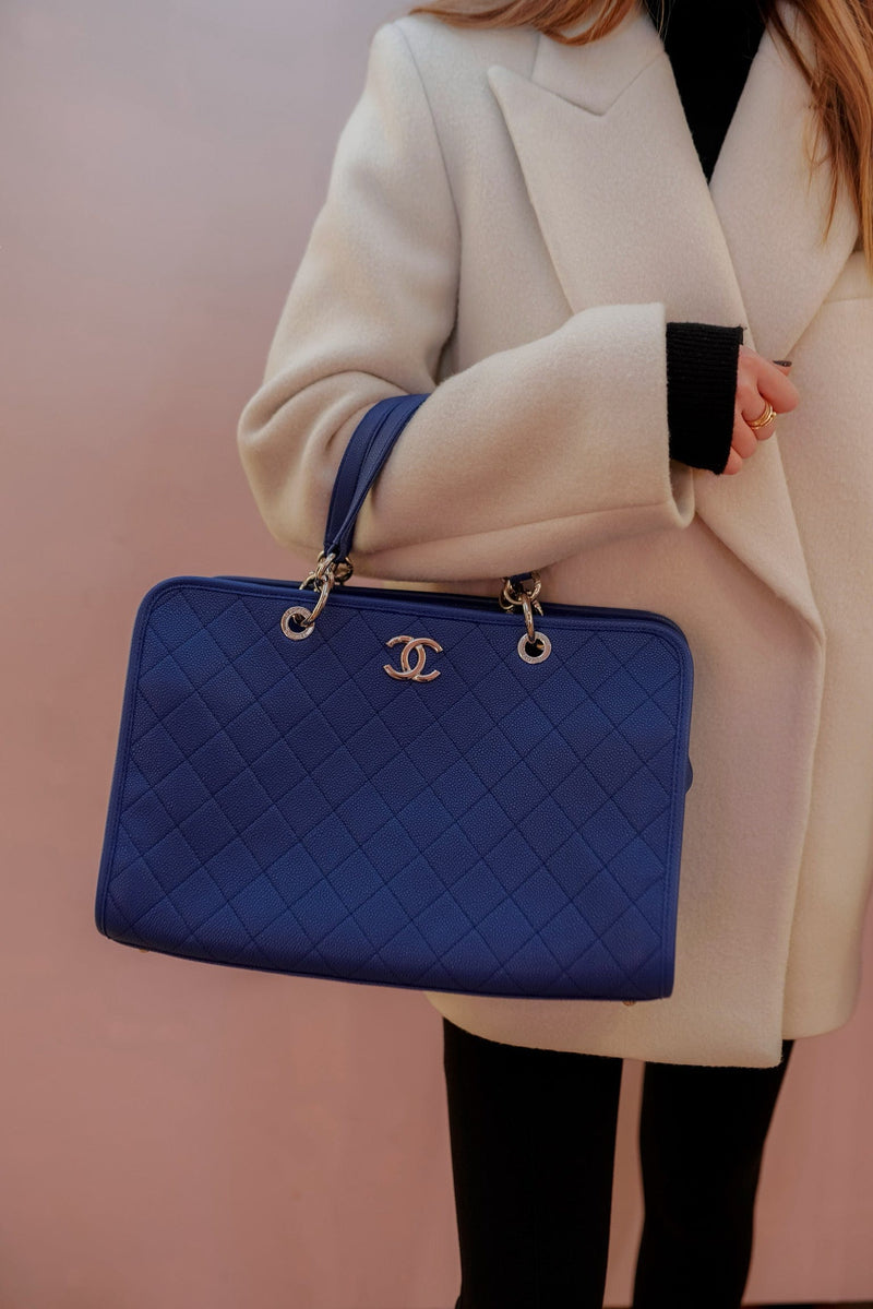 Chanel shopping cheap bag blue