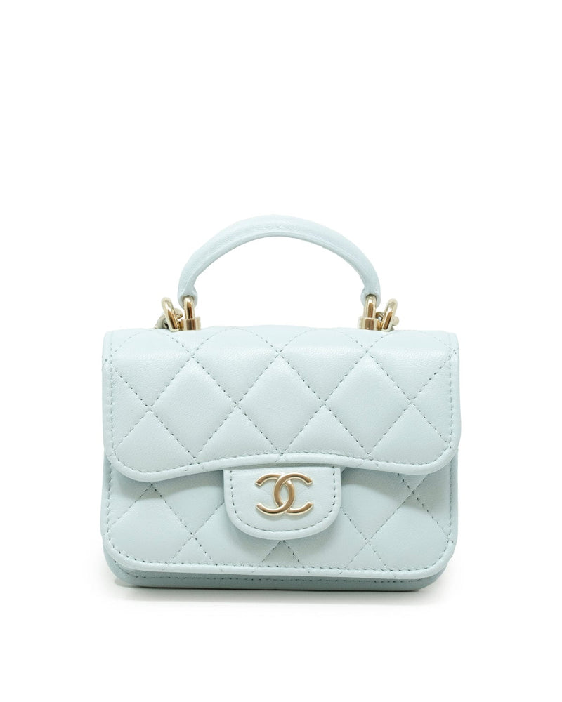 Chanel Chanel Blue Micro Top Handle Crossbody Bag - AGL1813