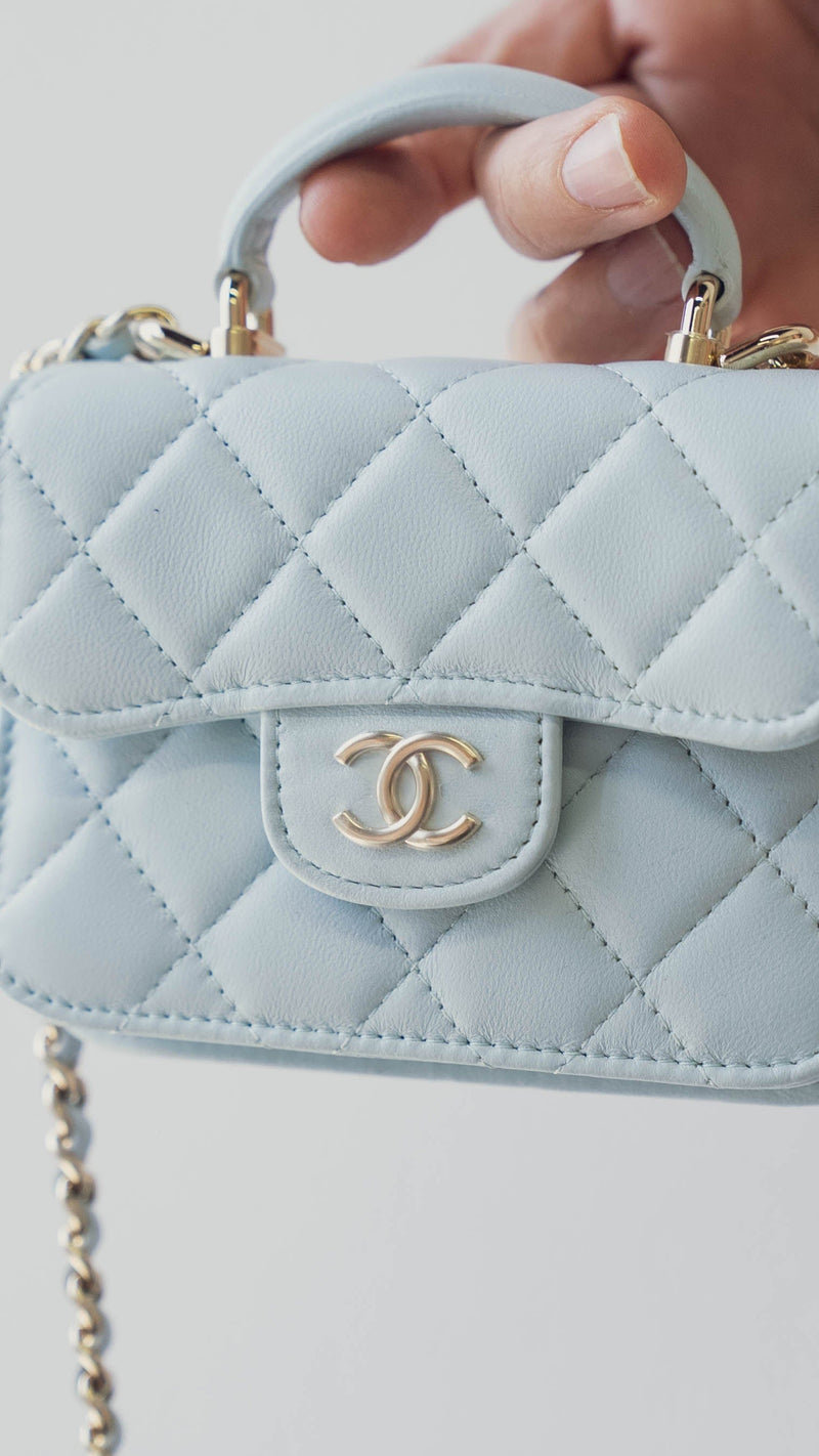 Chanel Chanel Blue Micro Top Handle Crossbody Bag - AGL1813