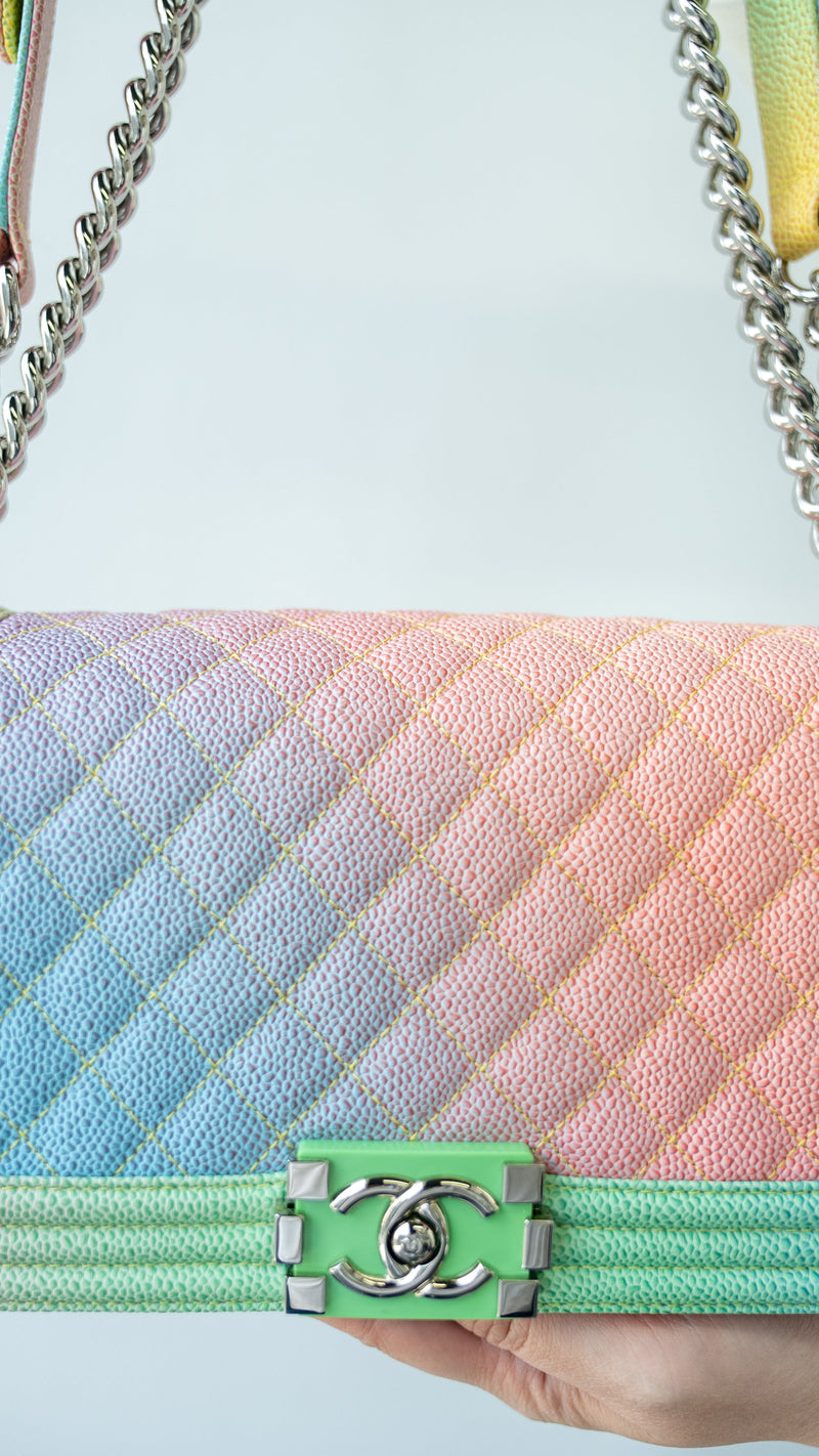 Chanel Boy Flap Bag Quilted Caviar Old Medium SHW - Rainbow SKC1001 –  LuxuryPromise