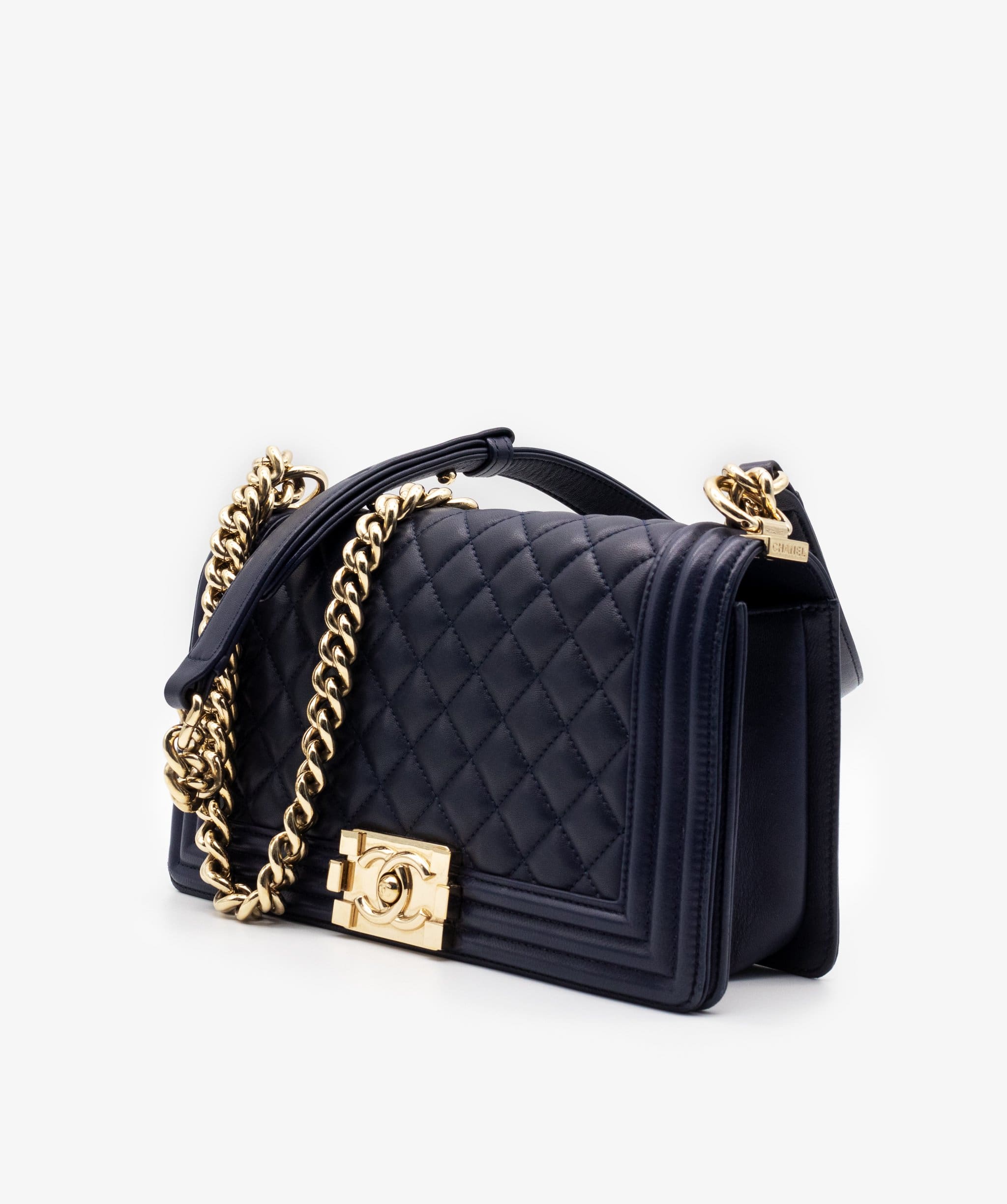 Chanel Chanel Boy Medium Navy Shoulder Bag