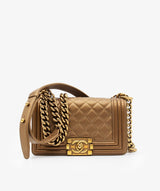 Chanel Chanel Boy Mini Gold Handbag RJL1214