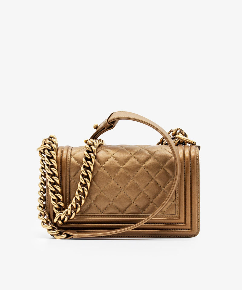 Chanel Chanel Boy Mini Gold Handbag RJL1214