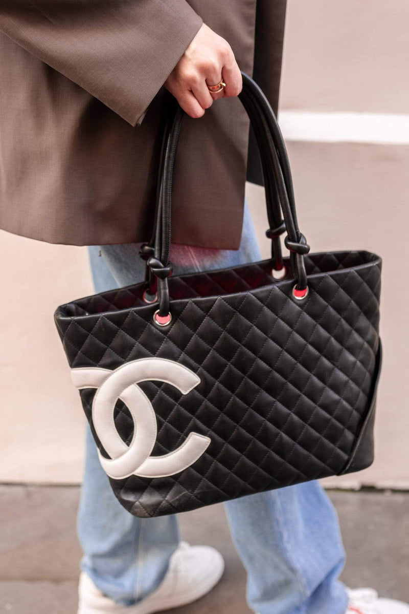 SOLD - Chanel Vintage Beige Lambskin Cambon Tote Bag