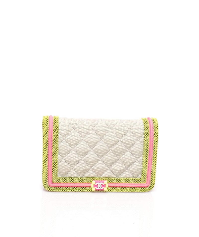Chanel Chanel Canvas Quilted Fluro Boy Wallet On Chain - ADL1439