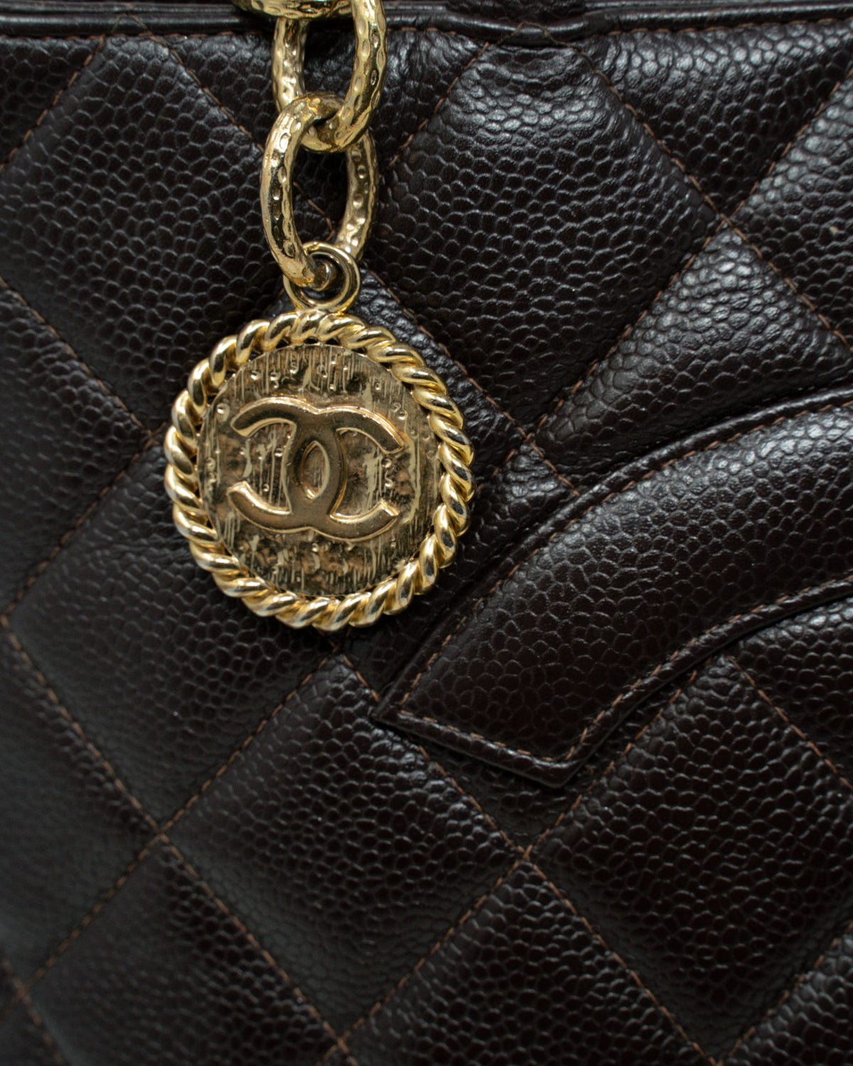 Chanel Chanel Caviar Brown Medallion Tote Bag - ADL1919