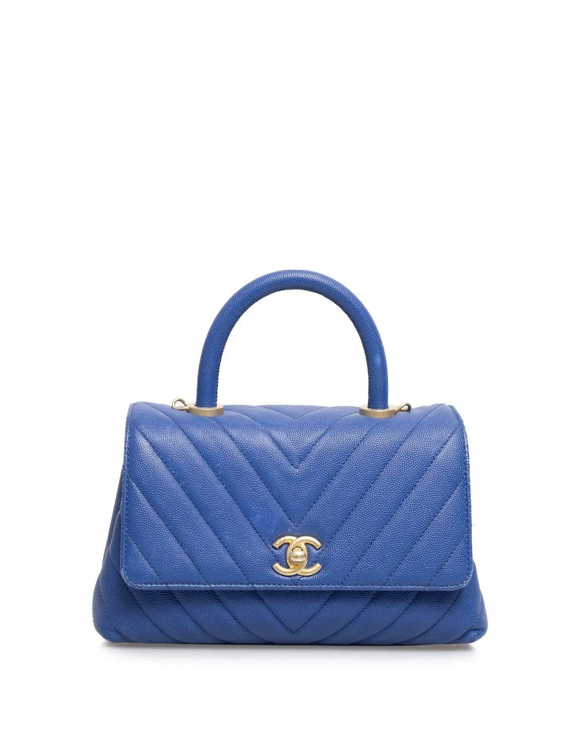 Chanel Chanel Caviar Coco Top Handle Blue Bag - ADL1603