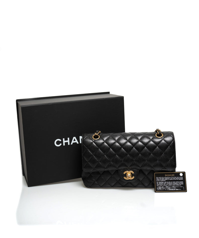 Chanel Caviar Skin 10 Medium Classic Flap Bag with Gold Hardware