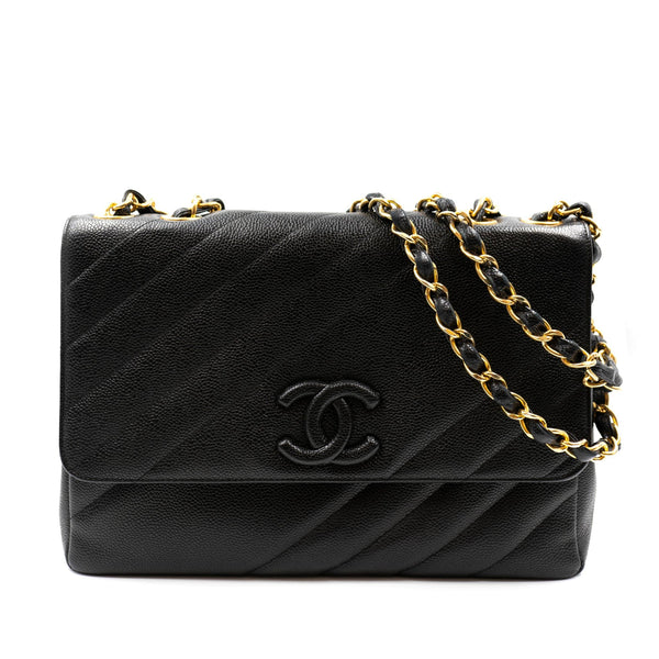 Chanel Caviar Skin All Black CC Jumbo Classic Flap Bag - AWL3570 –  LuxuryPromise