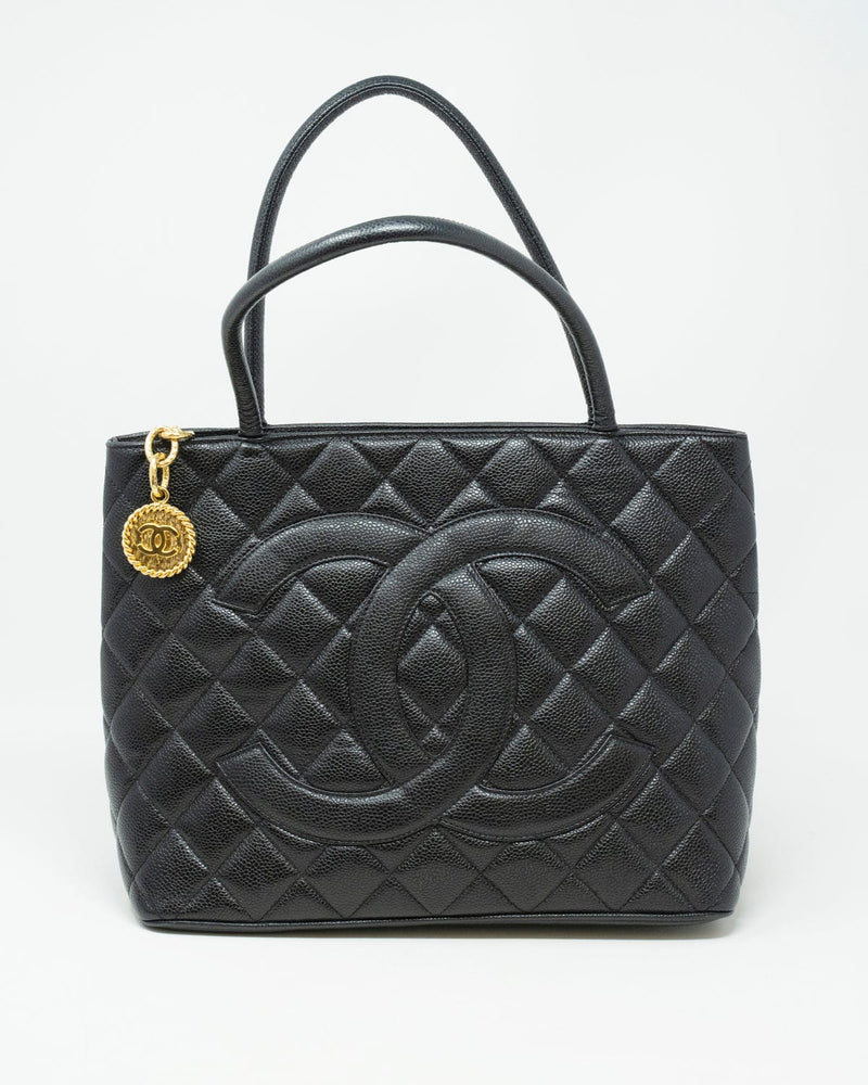 Chanel Caviar skin Medallion Tote Bag with Gold Hardware - AWL2368