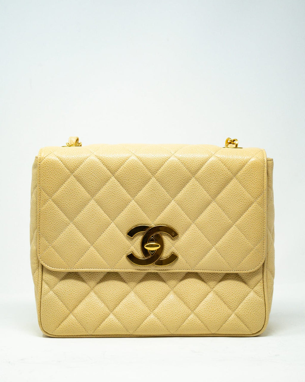 Chanel Caviar skin Satchel style crossbody bag with Jumbo CC lock