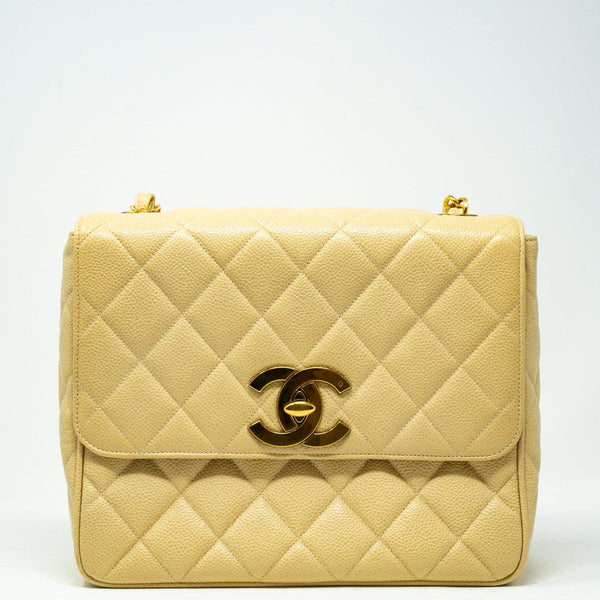 Chanel Caviar skin Satchel style crossbody bag with Jumbo CC lock
