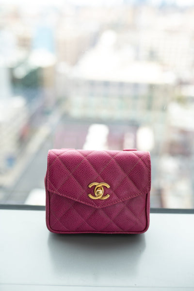 CHANEL Caviar Quilted Belt Bag Pink 677242