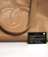 Chanel Chanel CC Beige Caviar Leather Top Handle Tote Bag AGL1046
