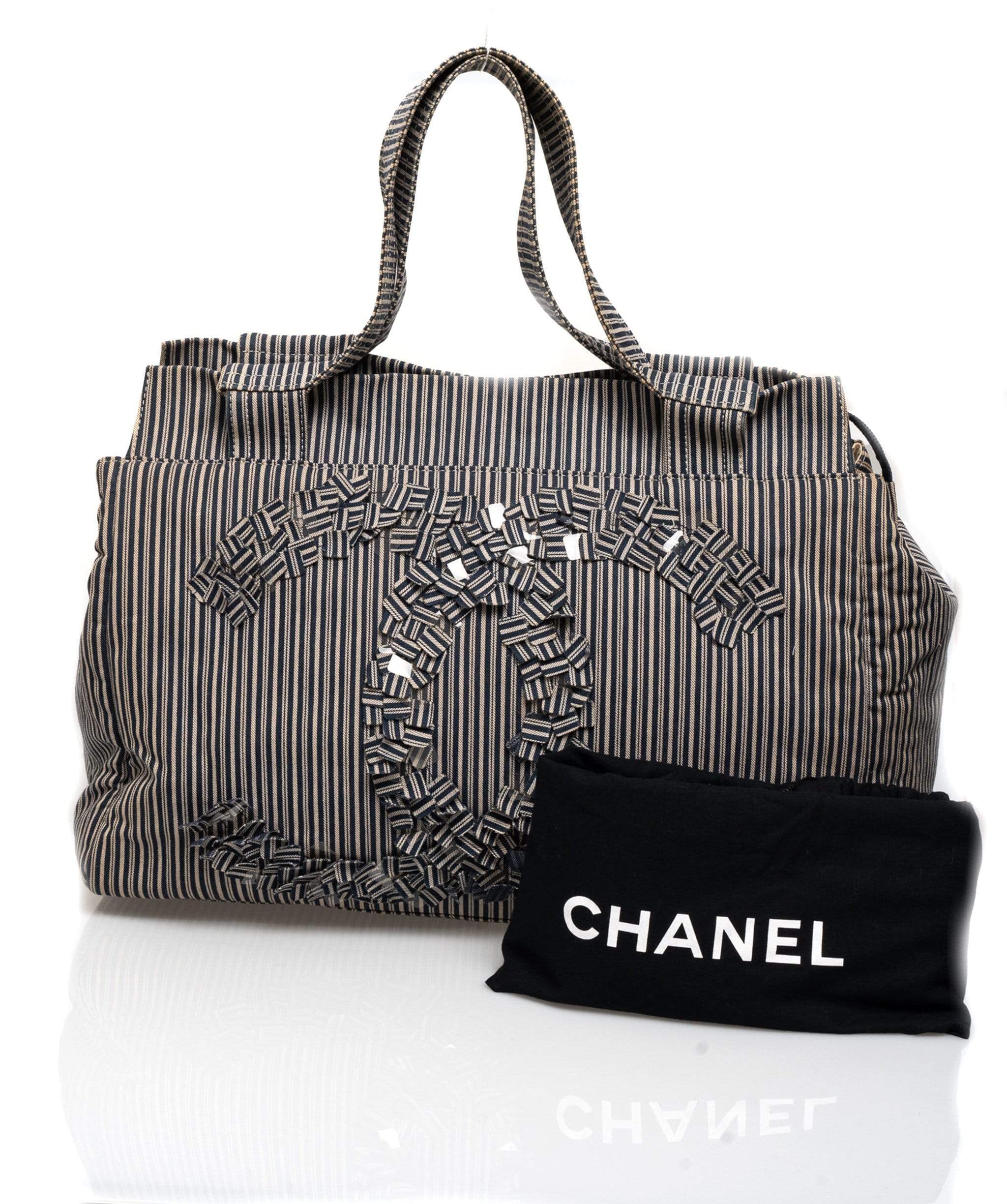 Chanel Chanel CC Stripe Canvas Shopper Tote MW2378