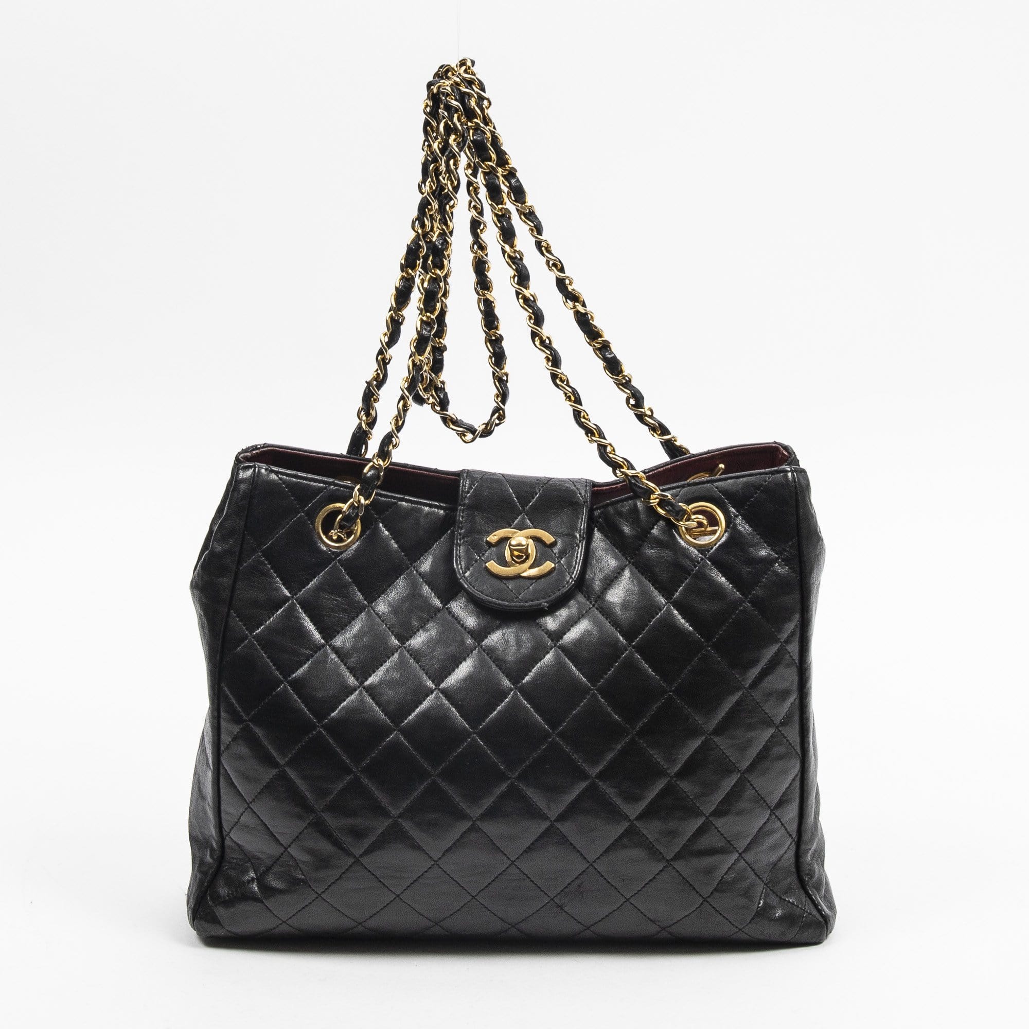 Chanel Chanel CC Turnstile Chain Tote Black Lambskin Bag - AWL1951