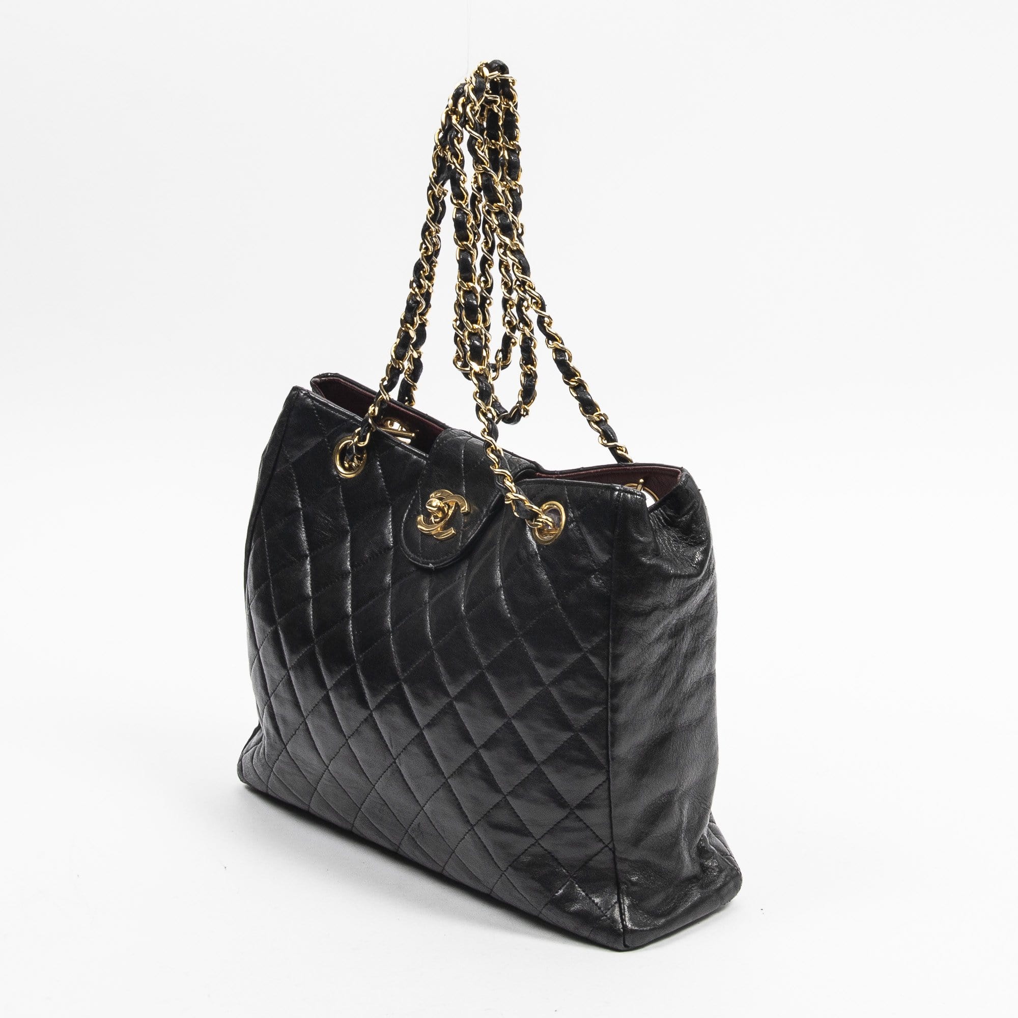 Chanel Chanel CC Turnstile Chain Tote Black Lambskin Bag - AWL1951