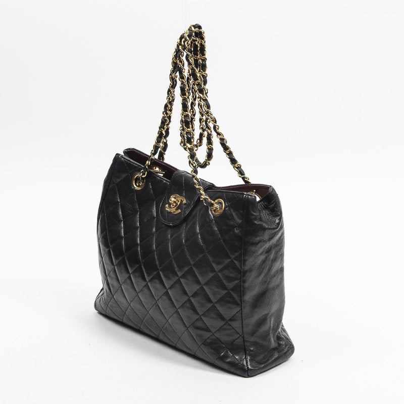 Chanel CC Turnstile Chain Tote Black Lambskin Bag - AWL1951