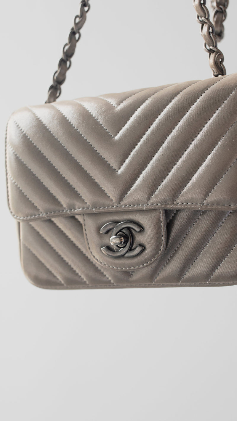 Chanel Chevron Square Silver Mini Flap - RJL1771 – LuxuryPromise