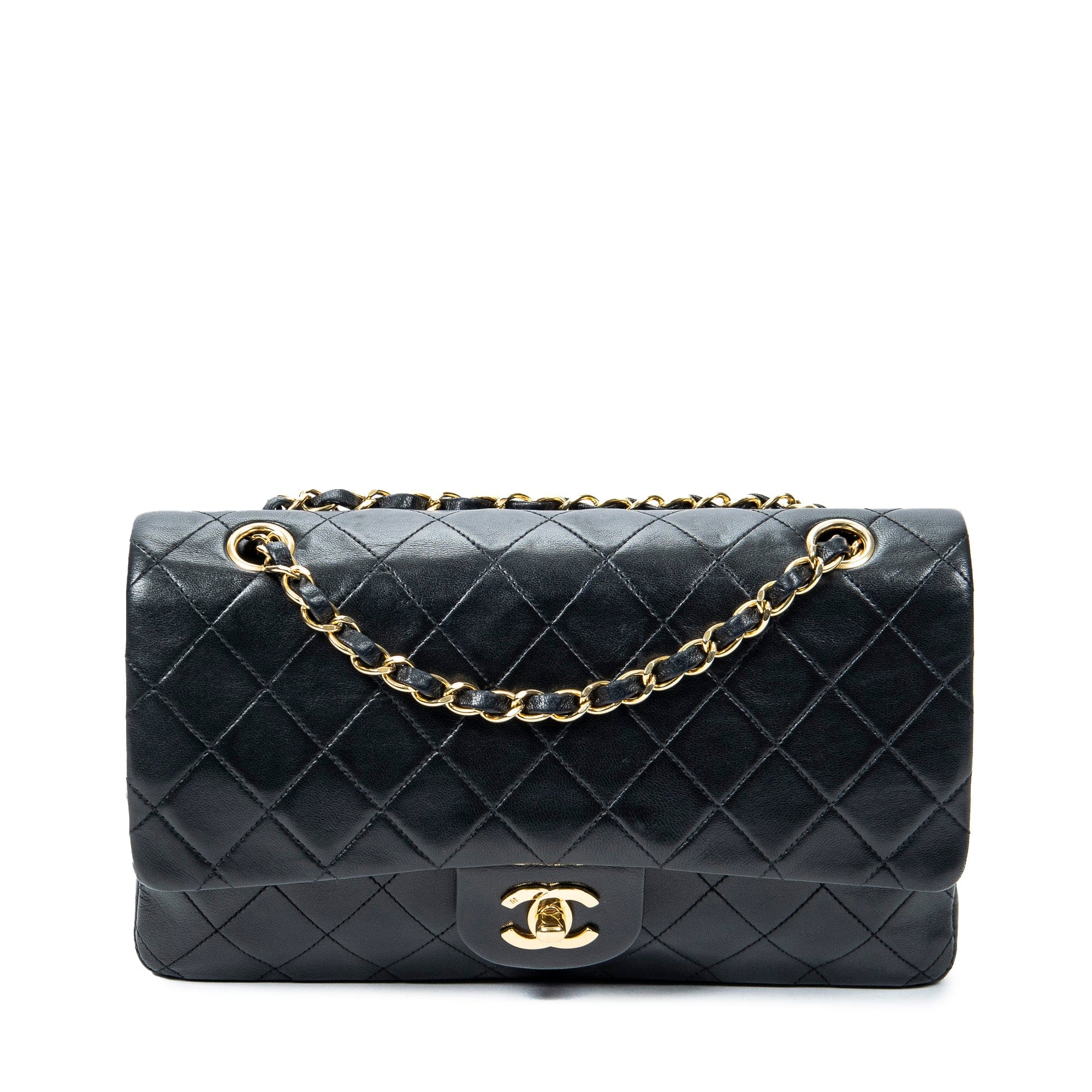 CHANEL Medium Classic Double Flap Bag in Pearly Gold Caviar
