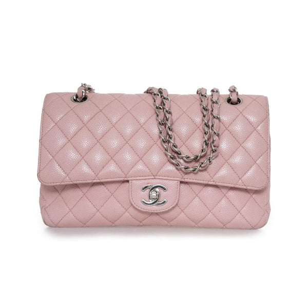 Pink chanel classic caviar flap outlet bag