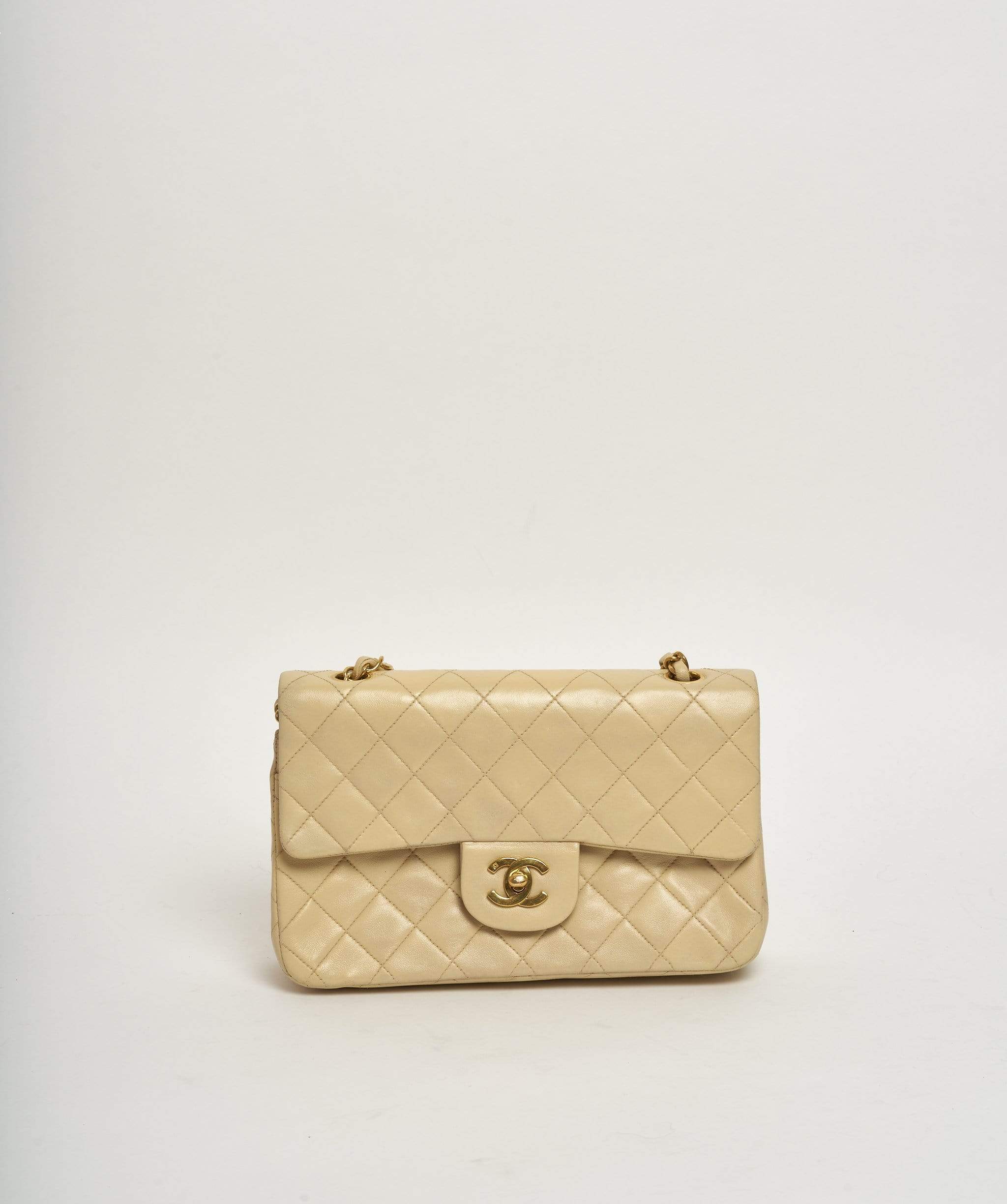 Chanel Chanel classic flap beige lambksin 9 inch