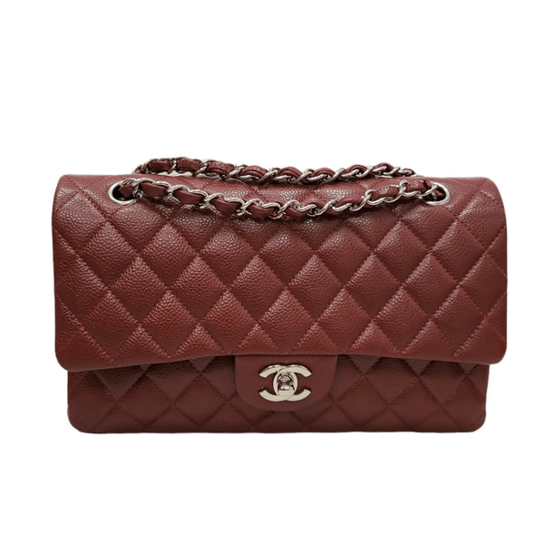 Chanel Burgundy Quilted Caviar Leather Medium Classic Double Flap, Lot  #58017