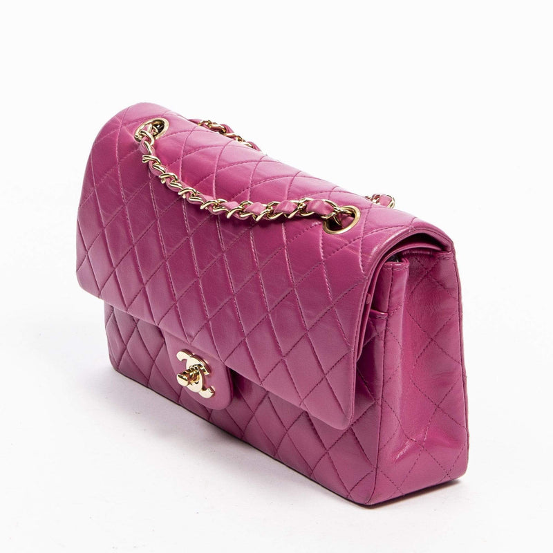 Chanel Fuchsia Pink Lambskin Jumbo Classic Double Flap Bag GHW