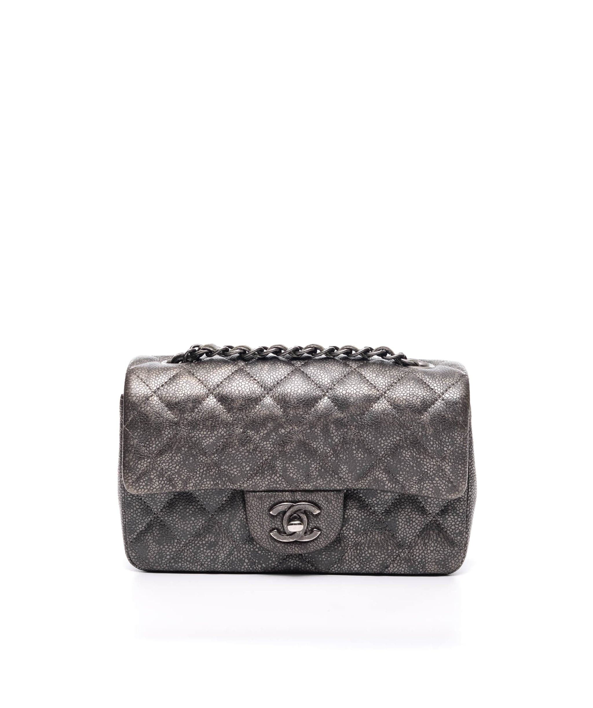 Chanel Classic Mini Rectangle Flap - Gunmetal Silver Caviar Brushed Ru –  LuxuryPromise