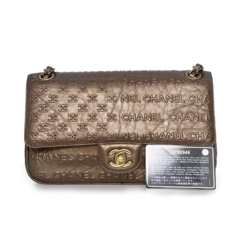 Chanel Chanel Coco Bronze CC embossed 9" Classic Flap Bag AGL1158
