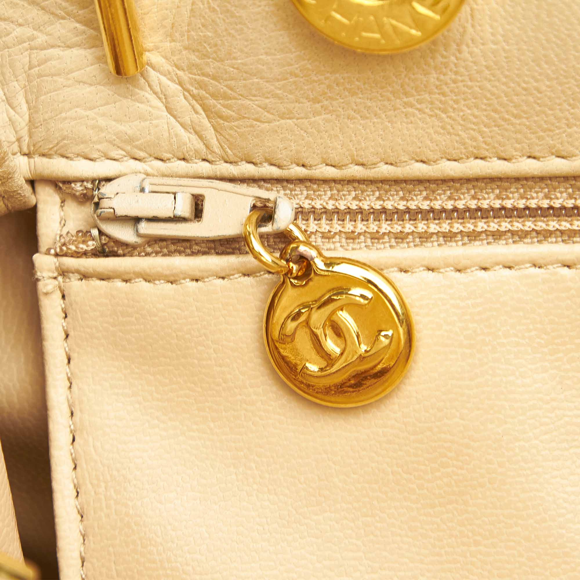 Chanel Chanel Cream Matelasse Leather Tote Bag  AWL1025