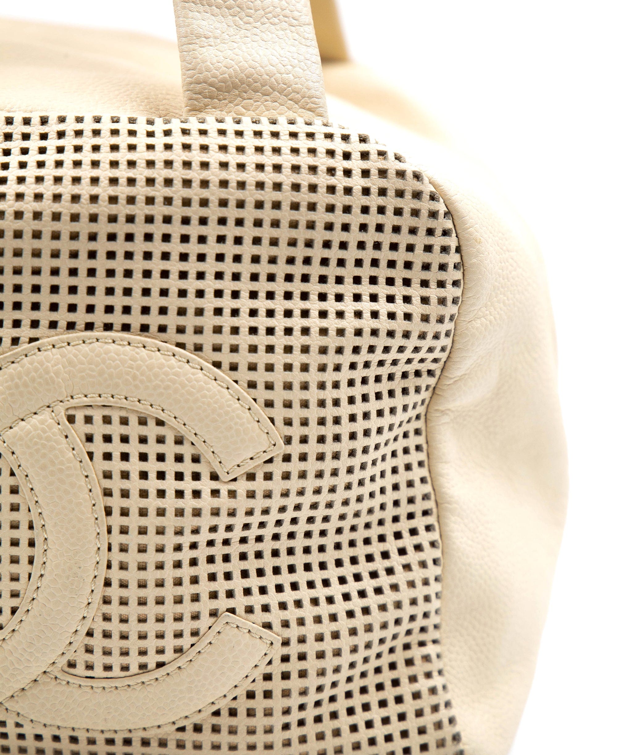 Chanel Chanel Cream Perforated Leather Bowling Bag - AGL2122