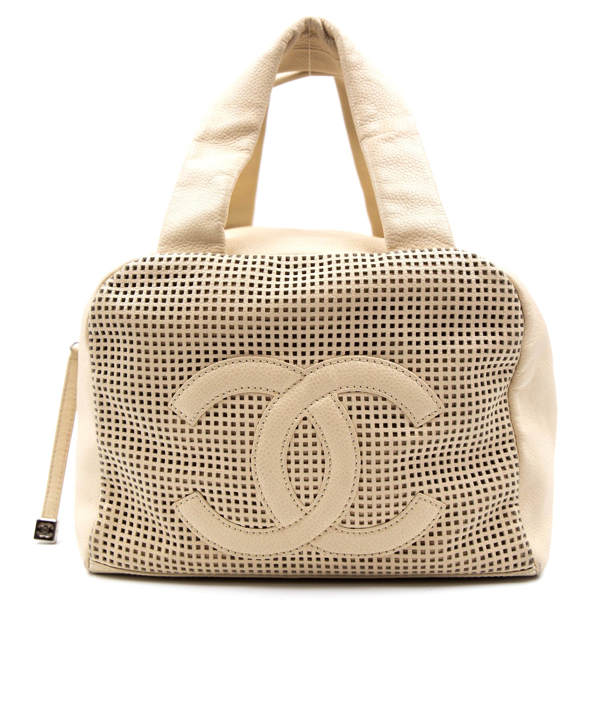 Chanel Chanel Cream Perforated Leather Bowling Bag - AGL2122