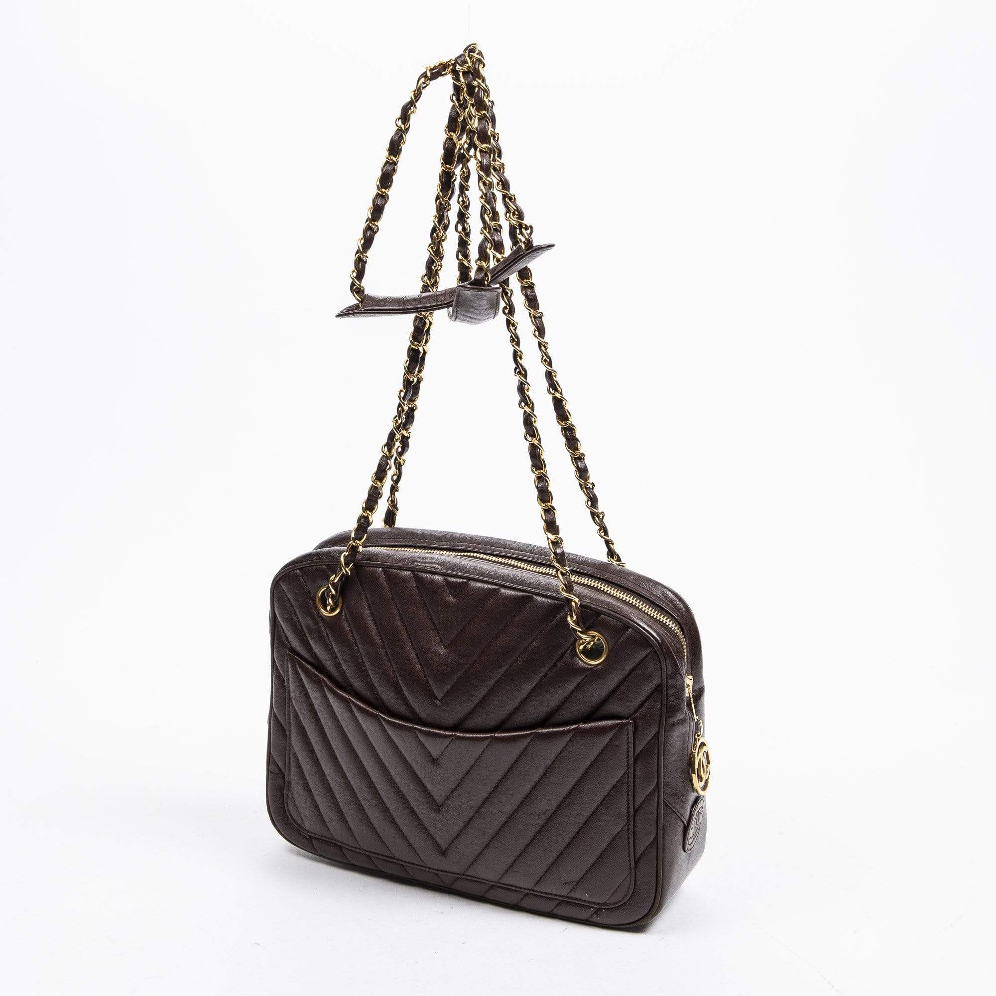 Chanel Chanel Dark Brown Pocket Slip Chain Shoulder Bag - AWL1274