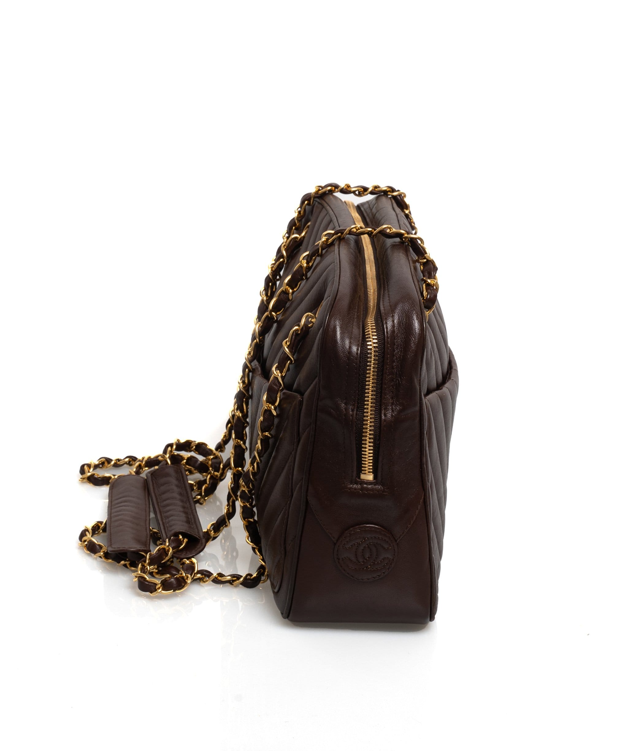 Chanel Chanel Dark Brown Pocket Slip Chain Shoulder Bag - AWL1274