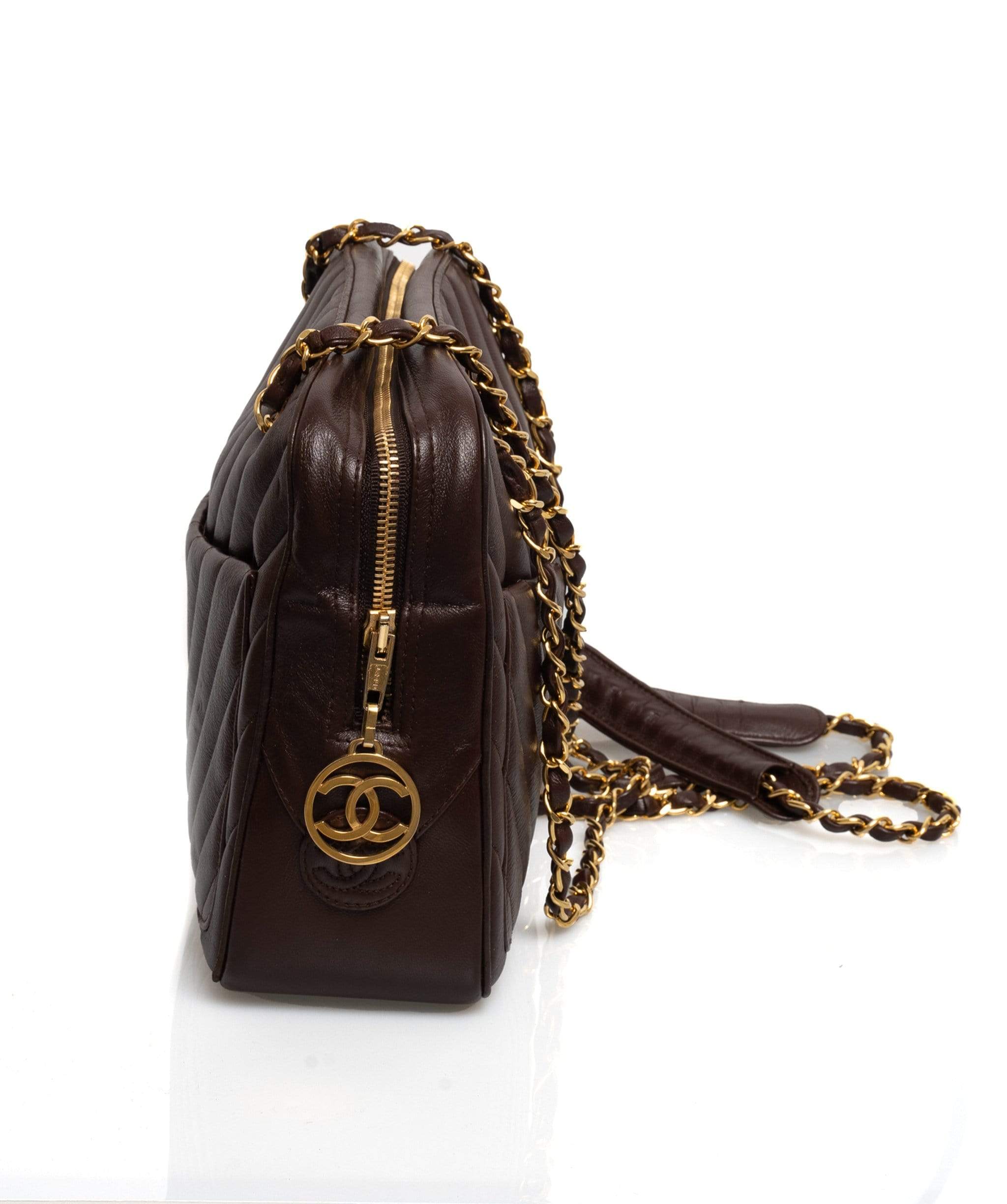 Chanel Chanel Dark Brown Pocket Slip Chain Shoulder Bag - AWL1274