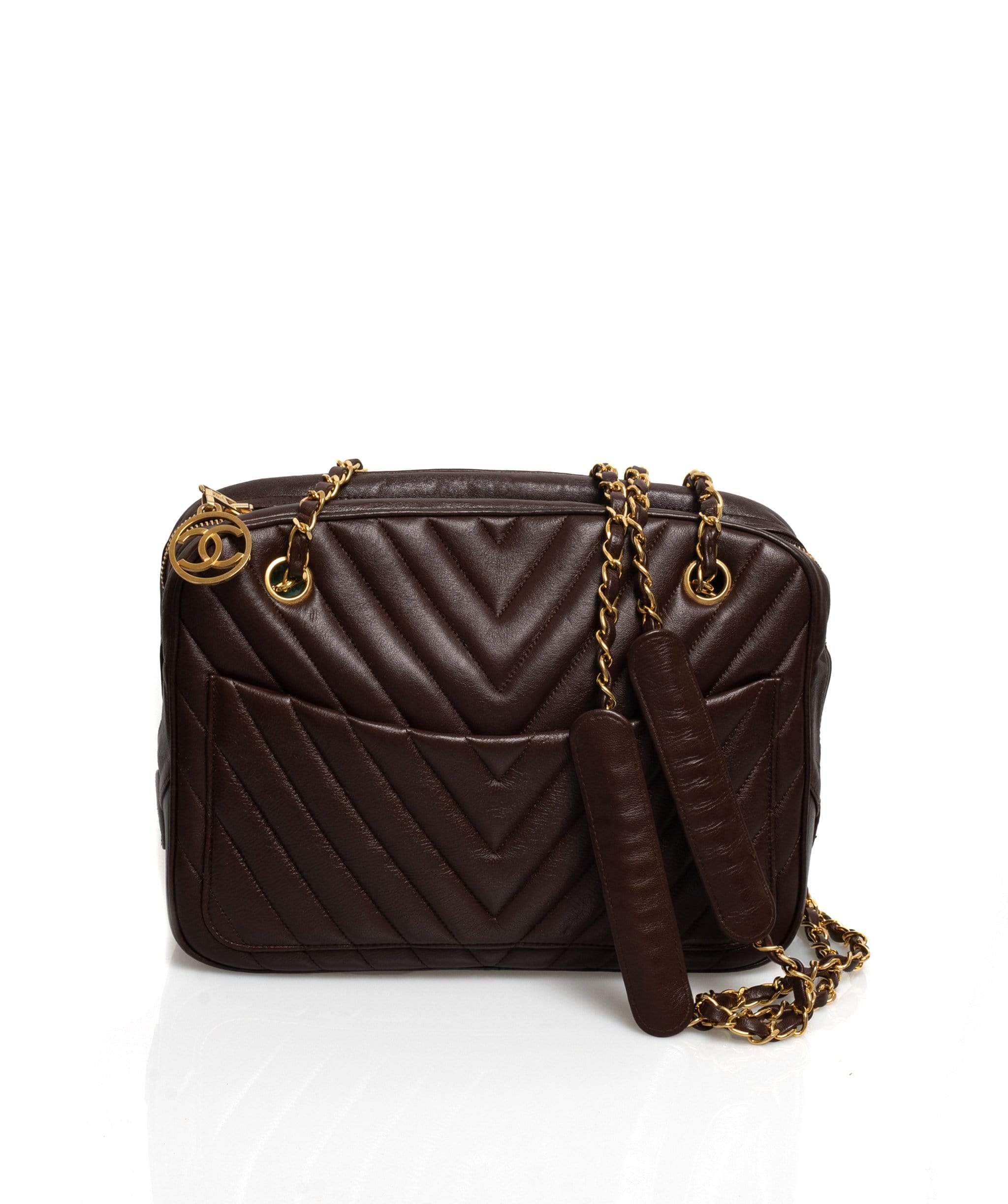 Chanel Chanel Dark Brown Pocket Slip Chain Shoulder Bag - AWL1274