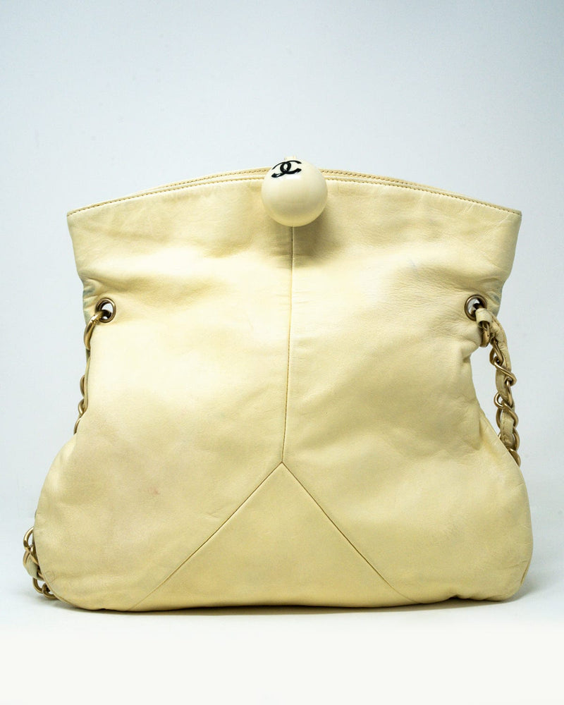 Chanel Fold Over Cream Bag with large Bangle Hardware - AWL3247