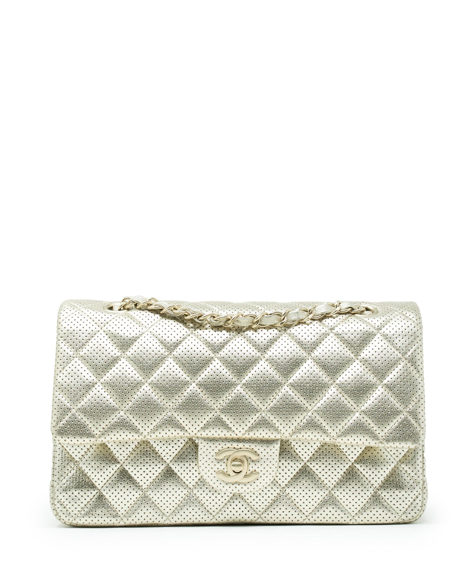 Chanel Chanel Gold perfortated flap bag - AGL1965