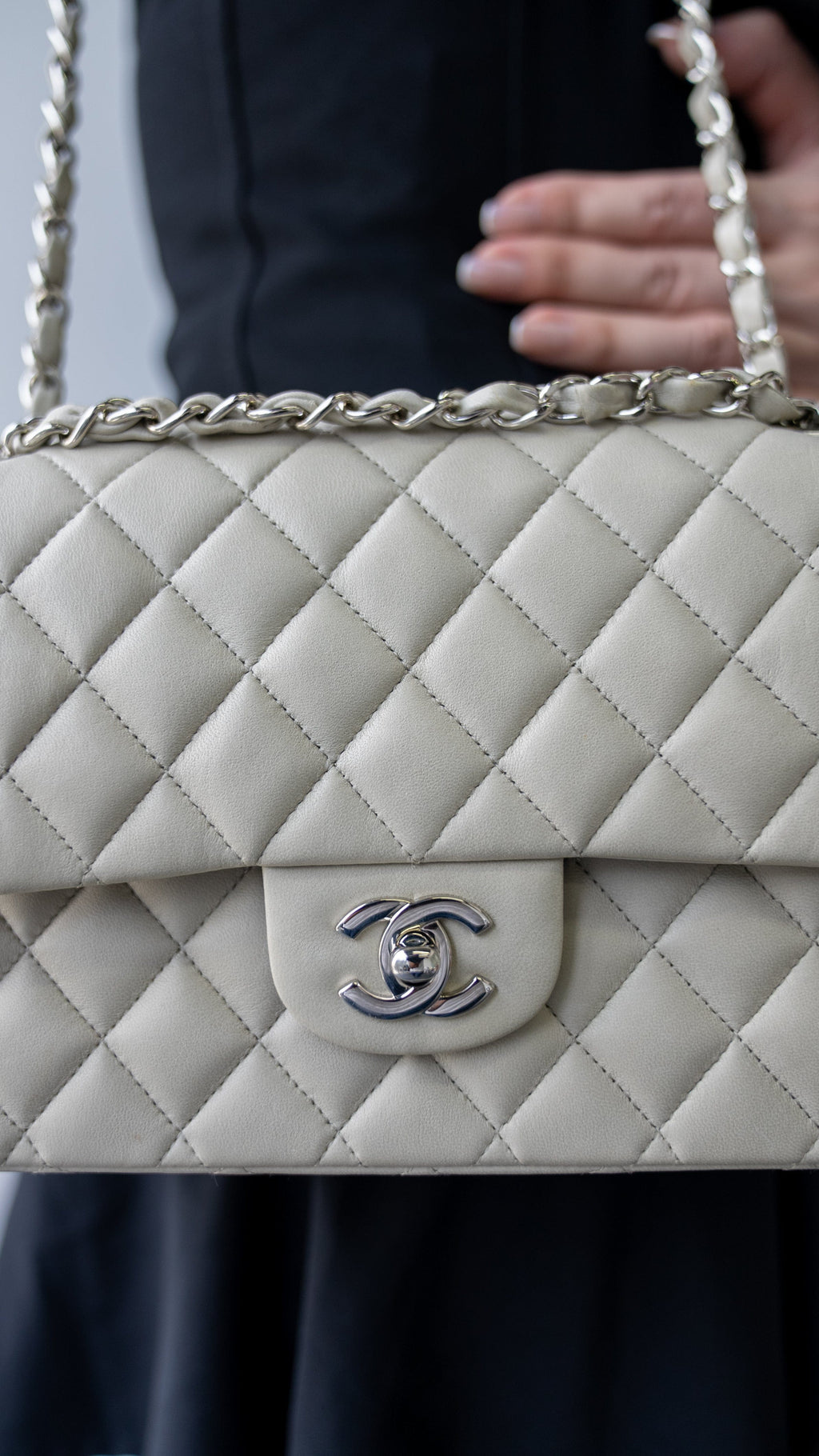 Chanel Grey Classic flap bag with SHW AWL3363 LuxuryPromise