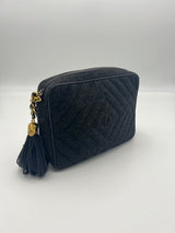 Chanel Chanel Grey Wool CC Diamond Crossbody Bag UIL1065