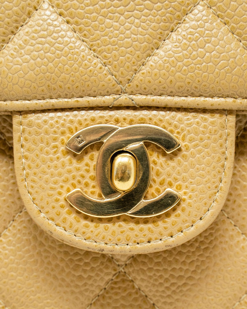 Chanel Jumbo Caviar Beige Single Flap Bag GHW